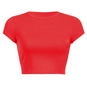 Venta al por mayor de alta calidad de talla grande logotipo personalizado Slim Fit camisetas de verano de cuello redondo Casual Crop Top camisetas - Product Image 3