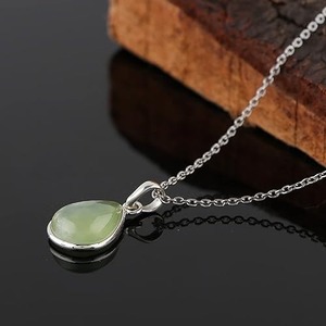 <b>Solid</b> 925 Sterling Silver Natural Prehnite Gemstone Hook Shape Handmade Jewelry <b>Gold</b> Plating Rhodium Plated Charm <b>Pendant</b> - Product Image 4