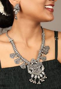 Conjunto de Collar de Plata Antigua Oxidada, Joyería Boho India Hecha a Mano, Regalo para Ella - Product Image 3