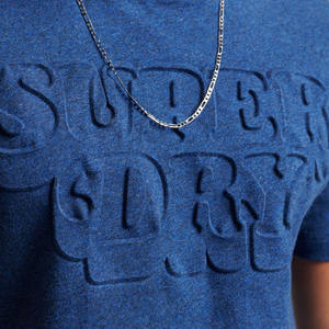 เสื้อลำลองผู้ชายคอกลมผ้าคอตตอน3D นูนโลโก้100% นูนสีฟ้าเสื้อลำลองฤดูร้อน - Product Image 3