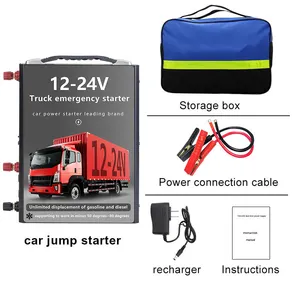 12v/24v Jump Starter Portable Power Bank Battery Booster Pack 12v 24v Truck Jump Starter For Heavy Duty Truck