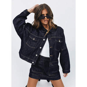 Veste en jean Nouveau Meilleur Style 2026 Vêtement d'extérieur pour femmes Grande taille Manches longues Col rond Boutonnée Veste en jean courte Service OEM - Product Image 3