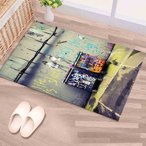 Alfombra Impresa: Graffiti de Banksy, Niño de Banksy, Patrón Decorativo, La Vida es Corta, Alfombra Delgada No Tejida - Product Image 5