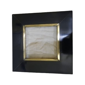 Square <b>Black</b> Bone Inlay Picture <b>Frame</b> with Brass Inlay Accent - Modern Tabletop Photo <b>Frame</b> for Home Decor - Product Image 1