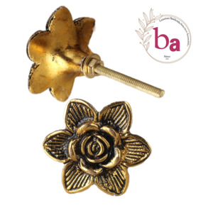 Boutons de fleurs en laiton antique tiroir et poignées pour armoires commodes placards lits salons chambres entrepôts usage extérieur - Product Image 1