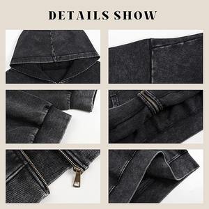 เสื้อฮู้ดซิปสีน้ำตาลยูนิเซ็กซ์ ทรงปกติ สไตล์วินเทจ สตรีทแวร์ ผ้าฝ้าย 100% เสื้อกันหนาวสีพื้น สำหรับขายส่ง - Product Image 5