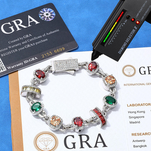 Mens 925 Silver Moissanite Multicolor <b>Gemstone</b> Link <b>Bracelet</b> Luxury Statement Jewellery Colorful Stone <b>Bracelet</b> For Men - Product Image 2