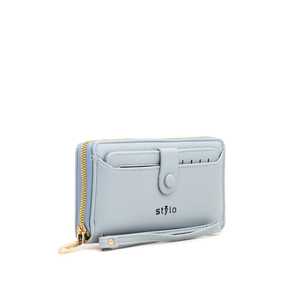 Portefeuille en cuir souple décontracté pour femmes bleu ciel P70754 porte-cartes à motif enveloppe courte avec fermeture à glissière pour l'argent - Product Image 2