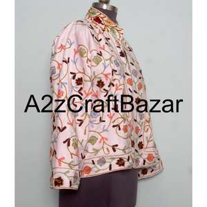 Veste en velours bohème chic faite à la main, tissu tricoté 100% coton, motif floral brodé, écologique, respirant, rapide, été - Product Image 4