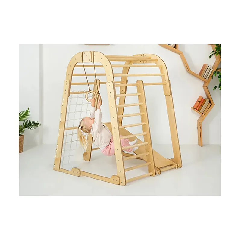 Hot-Selling Montessori Meubels Kids Patio Houten Klimrek Ladder Indoor Speeltuin