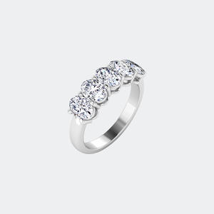 Bague à cinq pierres en or 14 carats avec diamant ovale de 1,50 carat, couleur D, pureté VVS, sertie à griffes, bijoux de mariage pour femme - Product Image 2