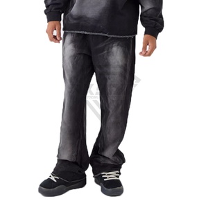 100% coton respirant lavage à l'acide survêtement motif solide 2 pièces ensemble à capuche pantalons de survêtement écologique grande taille hiver Jogging - Product Image 4