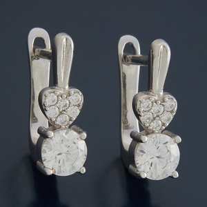 Pendientes de Plata 92.5, Modernos, en Forma de Corazón, con Zirconia Cúbica y Oro Rosa, Modelo 180645, para Regalo de Boda, Compromiso o Fiesta - Product Image 1
