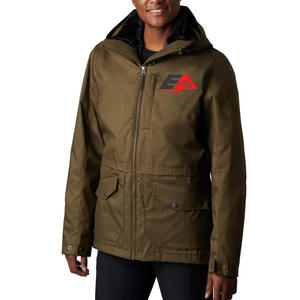 Veste matelassée softshell imperméable surdimensionnée pour femme avec fermeture éclair, logo personnalisé, capuche, coupe-vent, respirante, grandes tailles, hiver, vente en gros - Product Image 1