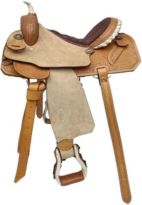 Sillín occidental de cuero fuerte con árbol de madera, cómodo asiento duradero para Ranch Trail Riding Barrel Racing Training Horse Riding - Product Image 4