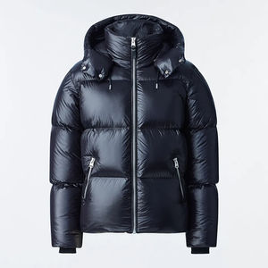 แจ็คเก็ตพัฟเฟอร์คอตั้งแบบทอสำหรับผู้ชาย ปี 2024 สั่งทำพิเศษ สีดำ ปักโลโก้ตามสั่ง ไซส์ใหญ่ อุ่น - Product Image 4