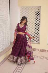New 2024 New Arrival Latest Collection Beautiful <b>Dress</b> <b>Viscose</b> Lehenga Choli & Dupatta With Jacquard Work Supplier From India - Product Image 5