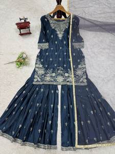 2025 Nueva colección conjuntos de traje Sharara adornados tradicionales para fiestas bodas y festivales ropa india y paquistaní - Product Image 3