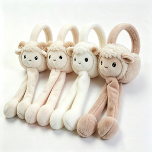 customized Squeeze activated moving sheep ear <b>earmuffs</b> Soft plush curly lamb winter <b>earmuffs</b> Cream <b>white</b> beige multi-color sheep - Product Image 6