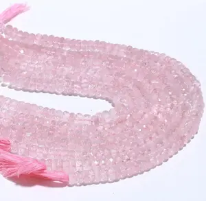Perle Rondelle sfaccettate al quarzo rosa di grado AAA 7-8mm fili di pietre preziose all'ingrosso per la creazione di gioielli, fornitore di perline Rondelle, 10"
