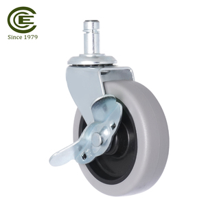 3 Inch PVC Chair <b>Caster</b> with Side Brake and Flat Friction Ring Stem - Product Image 4