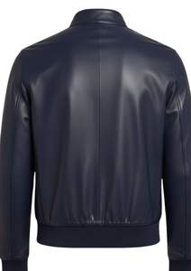 Blouson aviateur en cuir noir de qualité supérieure pour homme avec col montant et fermeture éclair intégrale - Product Image 3