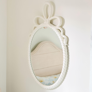 Marco de Espejo de Pared con Diseño de Cuerda de Madera, Tallado a Mano, Decoración de Pared Decorativa, Marco Pintado de Blanco para Dormitorio, Comedor, Decoración del Hogar - Product Image 3