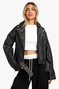 Chaqueta de Cuero Negra para Mujer, Invierno, Tejida, Transpirable - Product Image 4