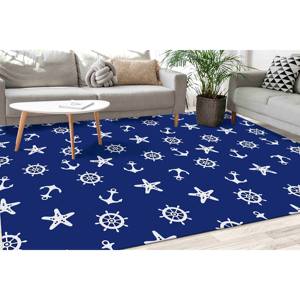 Tapis imprimé - Design boussole nautique et ancre pour bureau, chambre de garçon, avec tapis à poils doux - Product Image 2