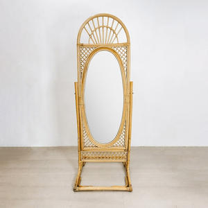 Modern design body full length rattan <b>mirror</b> <b>floor</b> standing natural mirors for bathroom & bedroom - Product Image 1