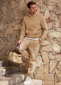 Conjunto de chándal de algodón 100% personalizado para crema, Jersey de invierno con capucha y logotipo frontal, bolsillos laterales, último diseño, precio transpirable - Product Image 5