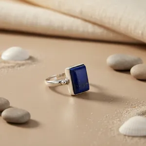 Bague et broche en argent 925 et lapis-lazuli pour femmes - Bijoux tendance - Product Image 3