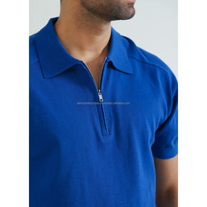 Media manga para hombre para Polo con cremallera Alta calidad 100% Algodón Nuevo estilo de media cremallera Colección de patrones sólidos - Product Image 4