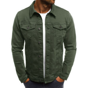 Chaqueta de Mezclilla Verde para Hombre al por Mayor 2026, Nueva Colección Primavera-Otoño, Estilo Moderno, Alta Calidad, Elástica y Ajustada - Product Image 1