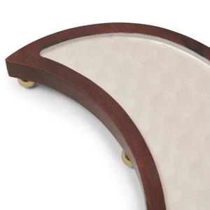 Plateau de service en bois fini noyer aspect luxe avec ensemble de trois bols plateau avec base en bois pour dattes noix fruits service - Product Image 4