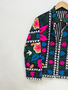 Veste en coton brodée Suzani pour femme, manteau court fait main, style bohème, vêtement d'hiver, cadeau tendance pour elle - Product Image 5