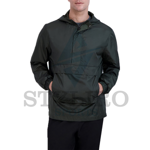 Wholesale Hooded Zipper Polyester Waterproof Windbreaker <b>Jacket</b> with Embroidery Front Custom Private Label for <b>Men</b> - Product Image 5