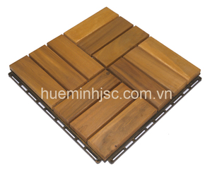 Dalles de terrasse en bois 12 lattes à emboîtement DIY en bois d'acacia 30 * 30 cm Faciles à assembler respectueuses de l'environnement - Product Image 4