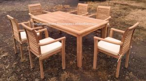 Juego de mesa de comedor de teca de Indonesia, rectangular, minimalista, moderno, económico, patio al aire libre, muebles de jardín para Hotel Villa - Product Image 2