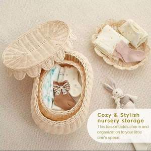 Panier à linge en rotin écologique fait à la main en gros Organisateur de vêtements léger et durable Parfait pour le supermarché - Product Image 5