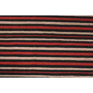 Tapis Moderne en Laine Rouge Noir 2.1X7.7 pieds Fait à la Main Grande Surface Zone Turque Motif Abstrait Rectangulaire Couloir Design 10mm Latex - Product Image 5