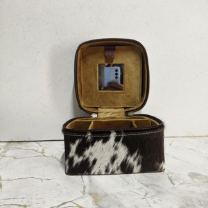 Estuche de joyería de cuero genuino occidental floral pintado a mano, soporte de joyería para ocultar el pelo, bolsa de cosméticos, organizador de fácil almacenamiento a la moda - Product Image 5