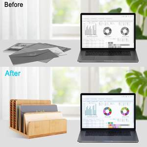 Organisateur de courrier de bureau trieurs de courrier de comptoir porte-courrier de bureau en bambou porte-papier en bois pour le classement des enveloppes de lettres - Product Image 3