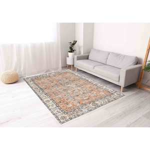 Alfombra Turca con Diseño Floral Marroquí Gris, Alfombra Impresa Apta para Mascotas, Alfombra Delgada No Tejida - Product Image 3