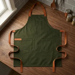Delantal Clásico Verde de Lona sin Mangas con Múltiples Bolsillos para Artículos de Limpieza - Product Image 1
