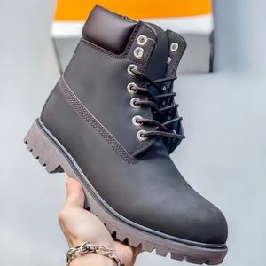 Bottes de randonnée jaunes en cuir véritable imperméables et antidérapantes pour hommes et femmes, bottes de sécurité de luxe de créateur pour toutes les saisons - Product Image 2