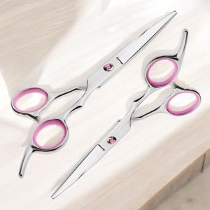 Tijeras profesionales de corte de pelo de acero inoxidable 420, hoja recta, tijeras de peluquería plateadas, punta roma afilada, opciones de belleza - Product Image 2