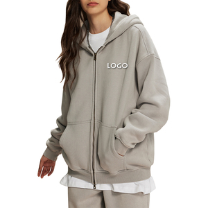 Sudadera con capucha larga de Invierno para mujer 2025, superventas, Color personalizado, cremallera, estilo callejero desgastado a mano, diseño de punto, 100% algodón con capucha - Product Image 6