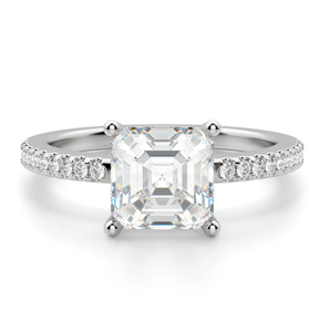 Asscher Cut Moissanite Pave Set Anillo de compromiso Cesta elegante Set Boda/Fiesta/Aniversario Anillos de regalo Exportación directa desde la India - Product Image 1