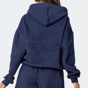 Plain Dyed Women Hoodie 100% Cotton Winter Casual Wear Customized Logo Long Sleeves New Fashionable <b>Tops</b> For Women - Product Image 6